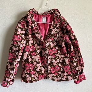 Vintage Gymboree Pink and Brown Floral Blazer 9 Primrose